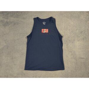 Nike Shirt Adult Womens Small Dark Blue Swoosh Box Logo Nike Dri Fit Tank Top